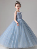 solvbao Blue Tulle Flower Girl Dress