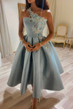 solvbao Cute One Shoulder Satin Lace Short Prom Dress, A-Line Party Dress