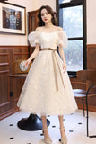 solvbao White Tulle Short Sleeve Prom Dress, Cute A-Line Party Homecoming Dress