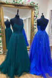 solvbao Cute Tulle Lace Long Prom Dress, A-Line Backless Evening Dress