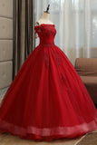 solvbao Burgundy Lace Long Formal Evening Dress, A-Line Lace Ball Gown