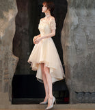 solvbao Champagne Tulle High Low Prom Dresses, A-Line Party Dresses