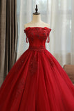 solvbao Burgundy Lace Long Formal Evening Dress, A-Line Lace Ball Gown