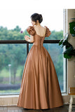 solvbao Cute Satin Long Prom Dresses, A-Line Evening Dresses