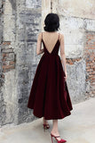 solvbao Burgundy Velvet Short Prom Dresses, A-Line Evening Dresses