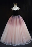 solvbao Lovely Ombre Tulle Floor Length Party Dresses, Spaghetti Straps Prom Dresses