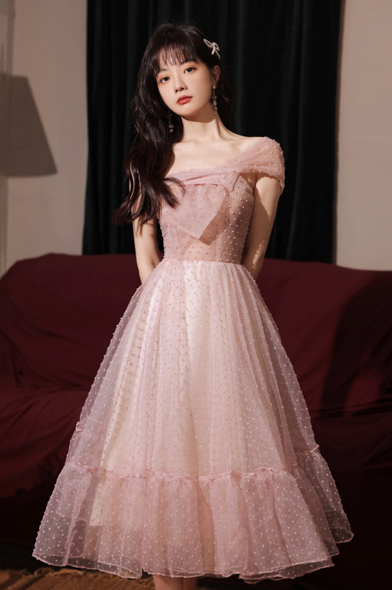 solvbao Pink Tulle Short Prom Dresses, A-Line Homecoming Dresses