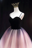 solvbao Lovely Ombre Tulle Floor Length Party Dresses, Spaghetti Straps Prom Dresses