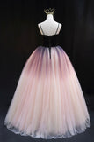 solvbao Lovely Ombre Tulle Floor Length Party Dresses, Spaghetti Straps Prom Dresses