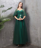 solvbao Green Tulle Long Prom Dresses, A-Line Evening Dresses