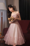 solvbao Pink Tulle Short Prom Dresses, A-Line Homecoming Dresses