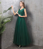 solvbao Green Tulle Long Prom Dresses, A-Line Evening Dresses