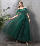 solvbao Green Tulle Long Prom Dresses, A-Line Evening Dresses