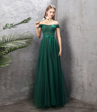 solvbao Green Tulle Long Prom Dresses, A-Line Evening Dresses