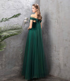 solvbao Green Tulle Long Prom Dresses, A-Line Evening Dresses