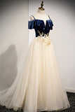 solvbao A-Line Off the Shoulder Long Prom Dresses, Champagne Evening Dresses