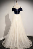 solvbao A-Line Off the Shoulder Long Prom Dresses, Champagne Evening Dresses