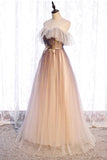 solvbao A-Line Long Spaghetti Strap Tulle Prom Dress, Ombre Evening Dress