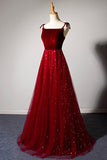 solvbao Burgundy Velvet Long Prom Dresses, A-Line Evening Dresses