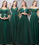 solvbao Green Tulle Long Prom Dresses, A-Line Evening Dresses