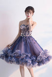 solvbao Cute Tulle Short Prom Dresses, A-Line Strapless Homecoming Dresses