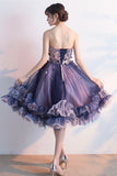 solvbao Cute Tulle Short Prom Dresses, A-Line Strapless Homecoming Dresses