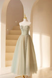 solvbao Lovely Strapless Long Tulle Prom Dress, A-Line Evening Dress