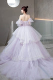 solvbao Purple Long Sleeve Tulle Formal Dress, Purple Sweet 16 Dress