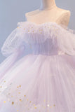 solvbao Purple Long Sleeve Tulle Formal Dress, Purple Sweet 16 Dress