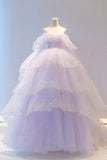 solvbao Purple Long Sleeve Tulle Formal Dress, Purple Sweet 16 Dress