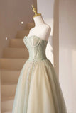 solvbao Lovely Strapless Long Tulle Prom Dress, A-Line Evening Dress