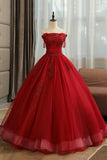 solvbao Burgundy Lace Long Formal Evening Dress, A-Line Lace Ball Gown