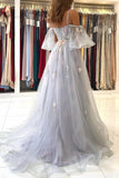 solvbao Gray Spaghetti Strap Long Prom Dresses, A-Line Evening Dress