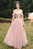 solvbao Pink Lace Long Prom Dresses, Lovely A-Line Evening Dresses