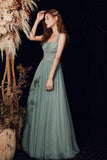 solvbao Beautiful Tulle Beaded Long Prom Dress,  A-Line Evening Dress