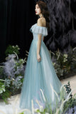 solvbao A-Line Tulle Long Prom Dress, Off the Shoulder Evening Dress