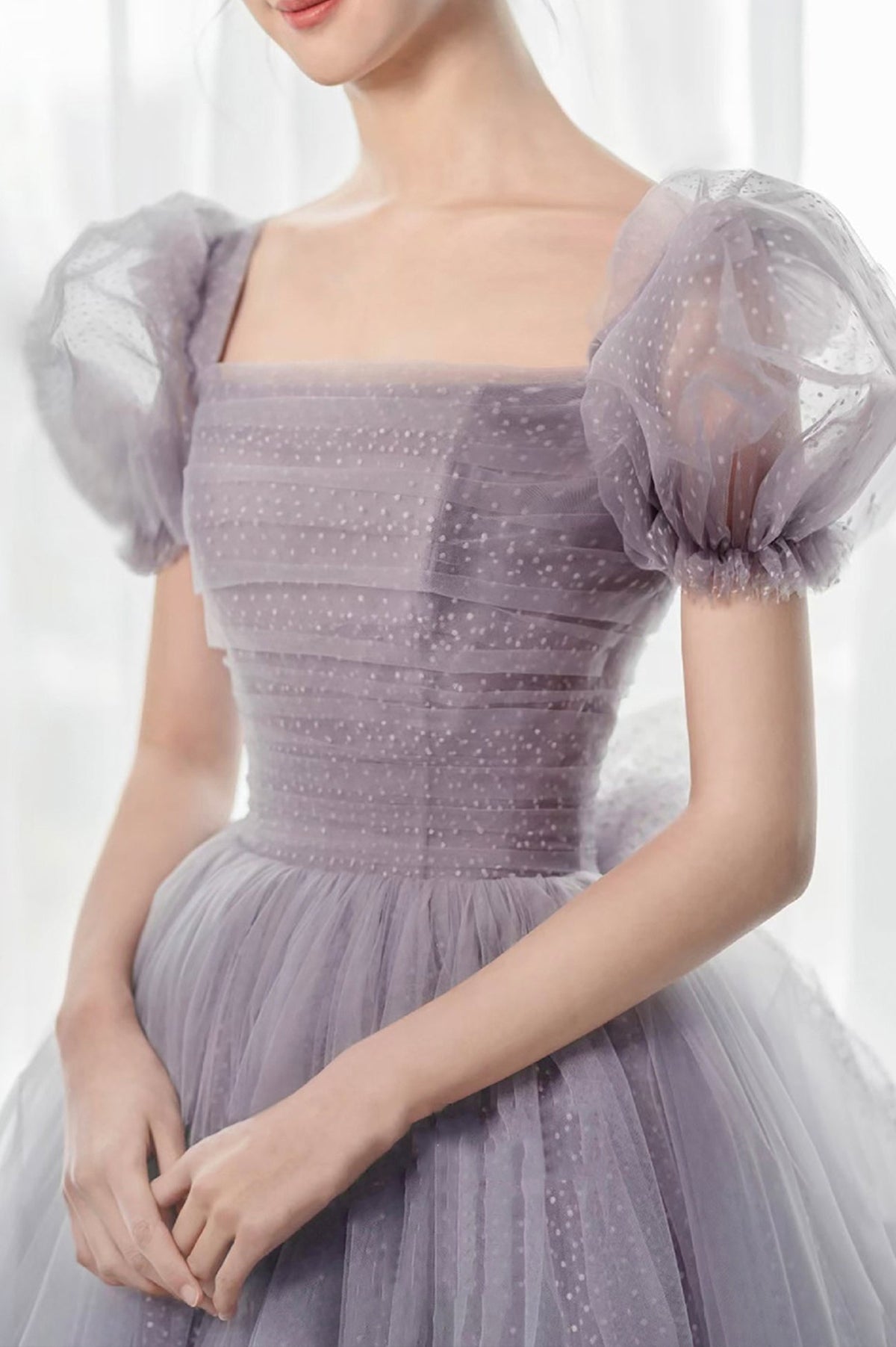 solvbao Purple Tulle Long Prom Dresses, Lovely A-Line Evening Dresses