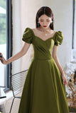 solvbao Green Saitn Long Prom Dresses, A-Line Evening Dresses