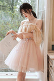 solvbao Pink Tulle Short Prom Dresses, A-Line Puffy Tulle Homecoming Dresses