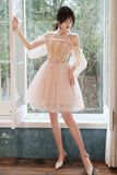 solvbao Pink Tulle Short Prom Dresses, A-Line Puffy Tulle Homecoming Dresses