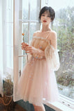 solvbao Pink Tulle Short Prom Dresses, A-Line Puffy Tulle Homecoming Dresses