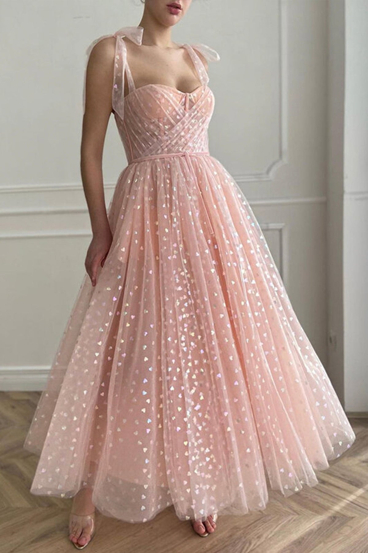 solvbao Pink Sweetheart Neckline Prom Dresses, A-Line Homecoming Dresses