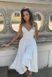 solvbao A-Line Cute V Neck Short White/Red Prom Dresses, A-Line Party Dresses