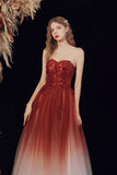 solvbao A-Line Ombre Tulle Long Party Dress, Lovely Lace-Up Evening Dress