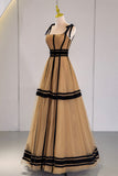 solvbao Stylish Tulle Long Prom Dress, A-Line Evening Party Dress