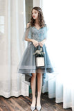 solvbao Cute Lace High Low Prom Dresses, A-Line Party Homecoming Dresses