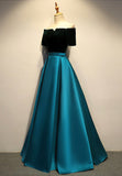 solvbao Elegant Velvet Satin Long Prom Dresses, A-Line Evening Dresses