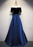 solvbao Elegant Velvet Satin Long Prom Dresses, A-Line Evening Dresses