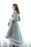 solvbao Cute Lace High Low Prom Dresses, A-Line Party Homecoming Dresses