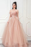 solvbao Beautiful Pink Off the Shoulder Lace Party Dresses, Pink Junior Prom Dresses